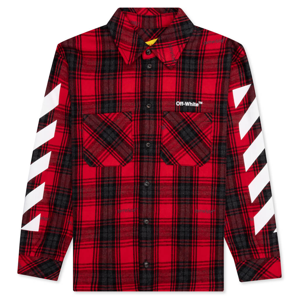 Kids Rubber Arrow Check Flannel - Red/White