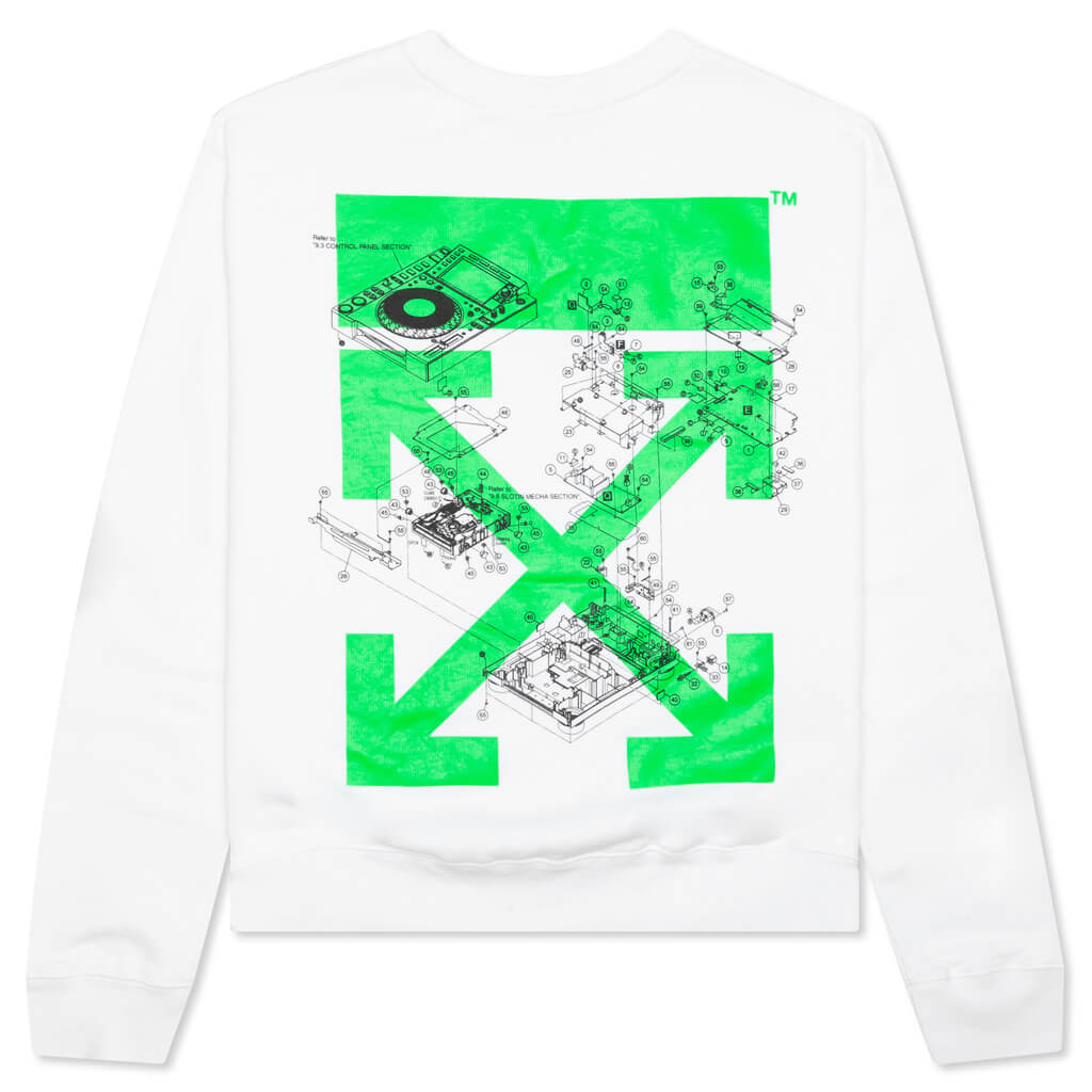 Off-White c/o Virgil Abloh x Pioneer SE Console Crewneck - White/Brilliant Green, , large image number null