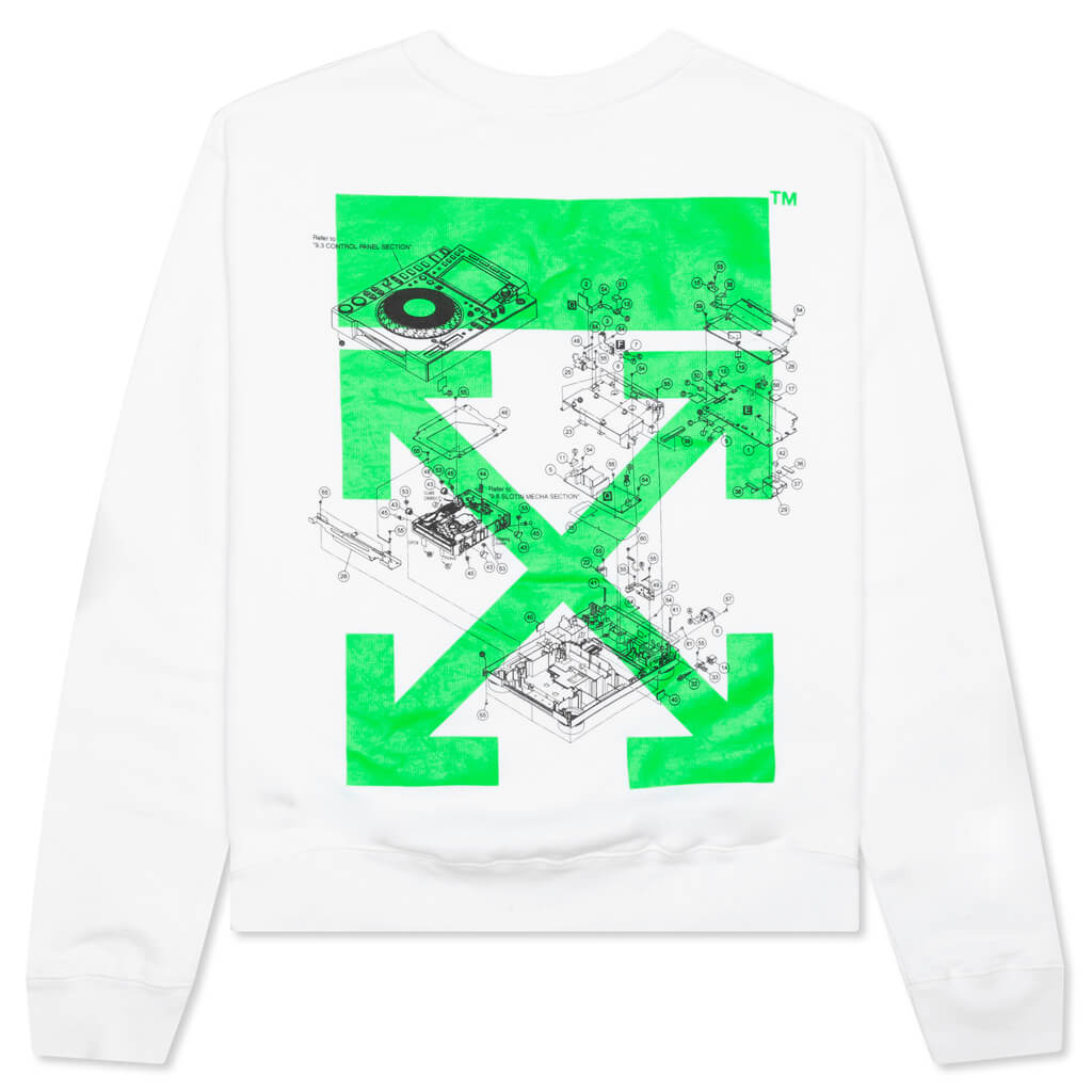 Off-White c/o Virgil Abloh x Pioneer SE Console Crewneck - White/Brilliant Green