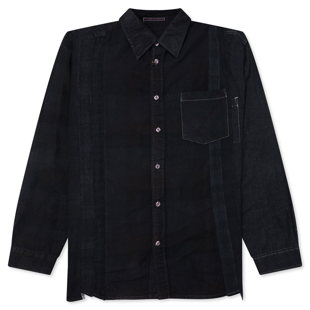 Over Dye 7 Cuts Wide Shirt - Black