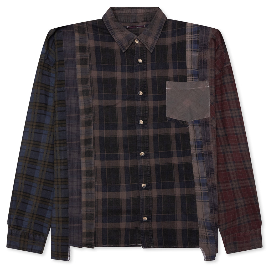 Over Dye 7 Cuts Wide Shirt - Brown