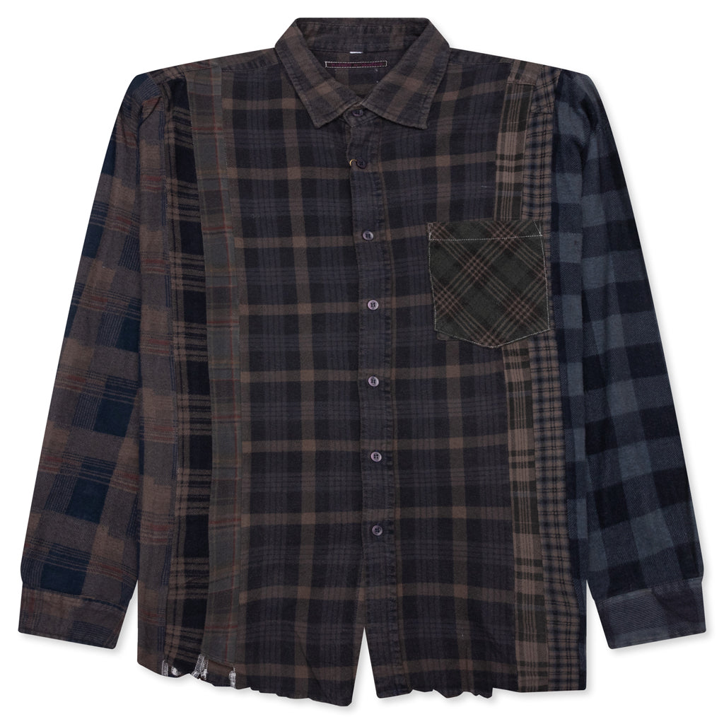 Over Dye 7 Cuts Wide Shirt - Brown