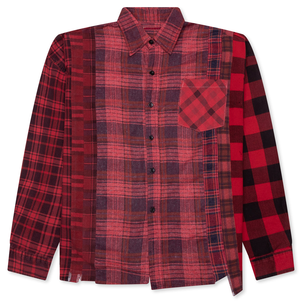 Over Dye 7 Cuts Wide Shirt - Red, , large image number null