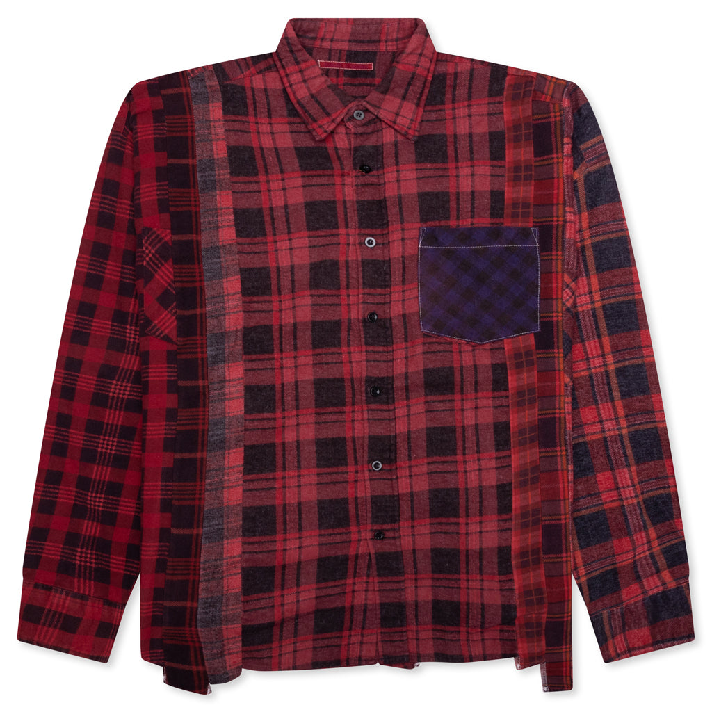 Over Dye 7 Cuts Wide Shirt - Red