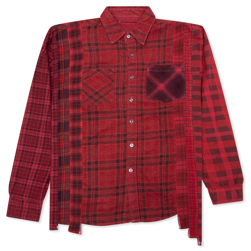 Over Dye 7 Cuts Wide Shirt - Red