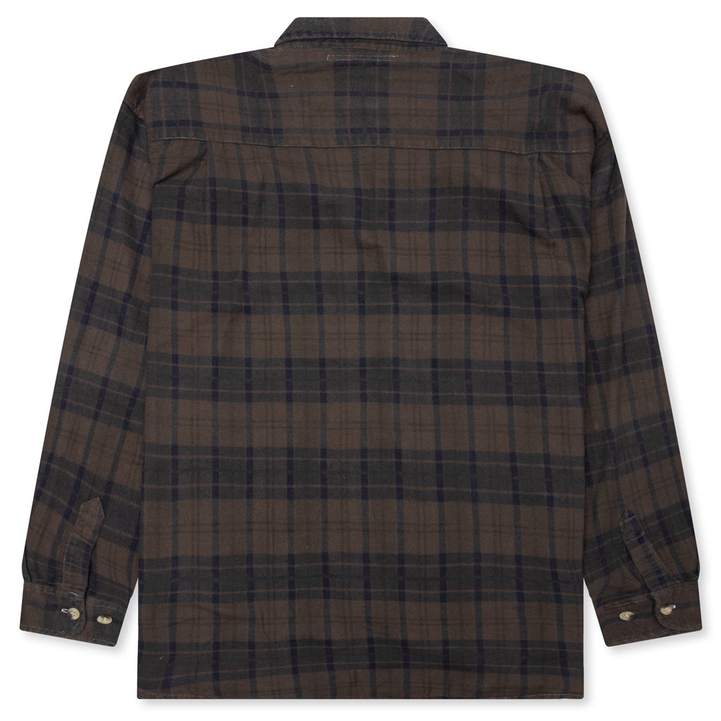 Over Dyed Ribbon Shirt - Brown