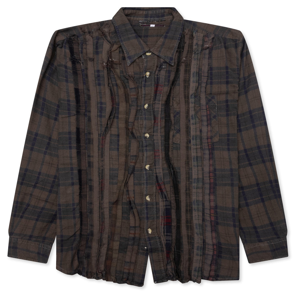Over Dyed Ribbon Shirt - Brown