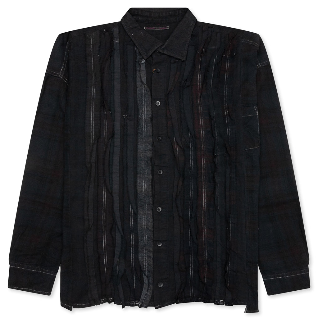 Over Dyed Ribbon Wide Shirt - Black