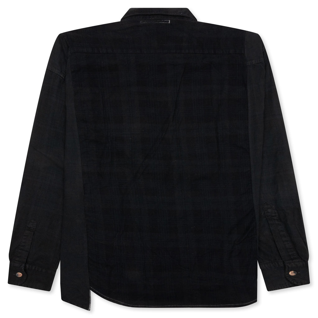 Over Dyed Ribbon Wide Shirt - Black