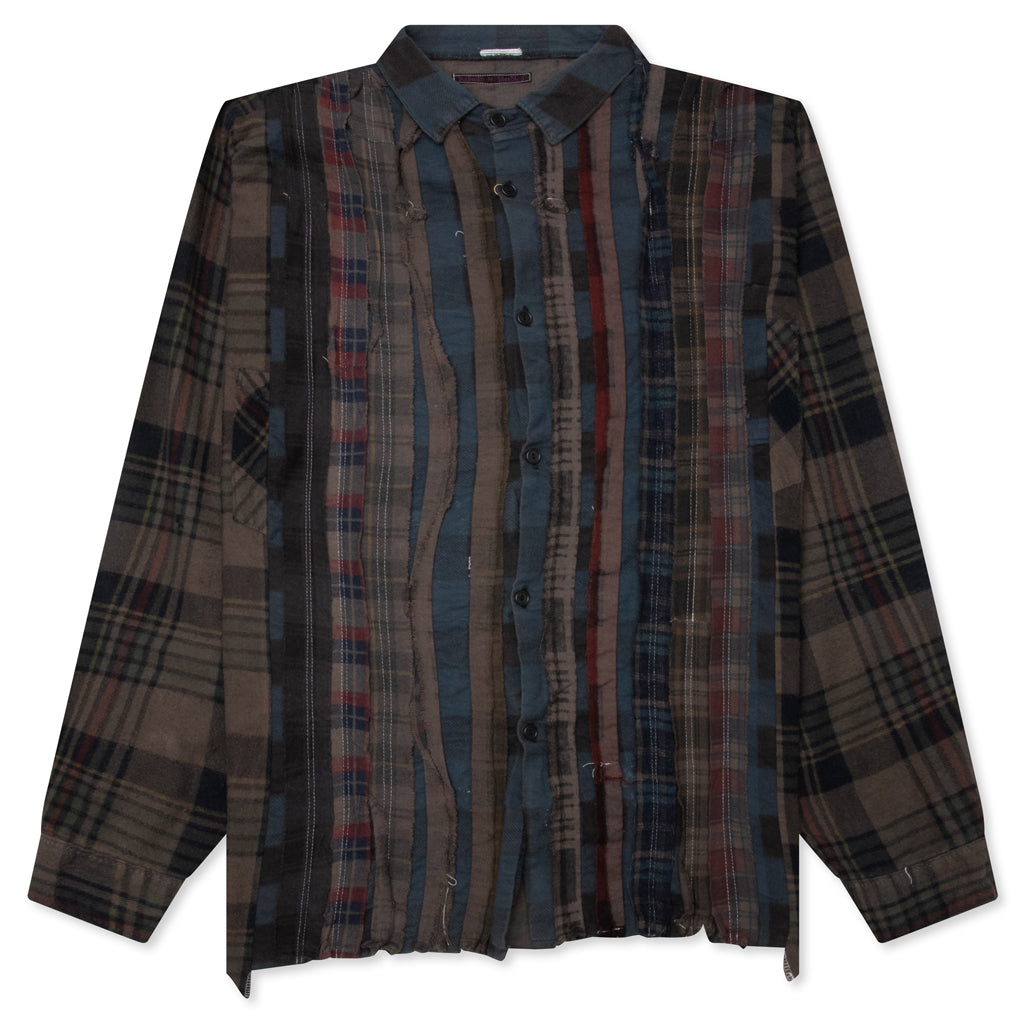 Over Dyed Ribbon Wide Shirt - Brown