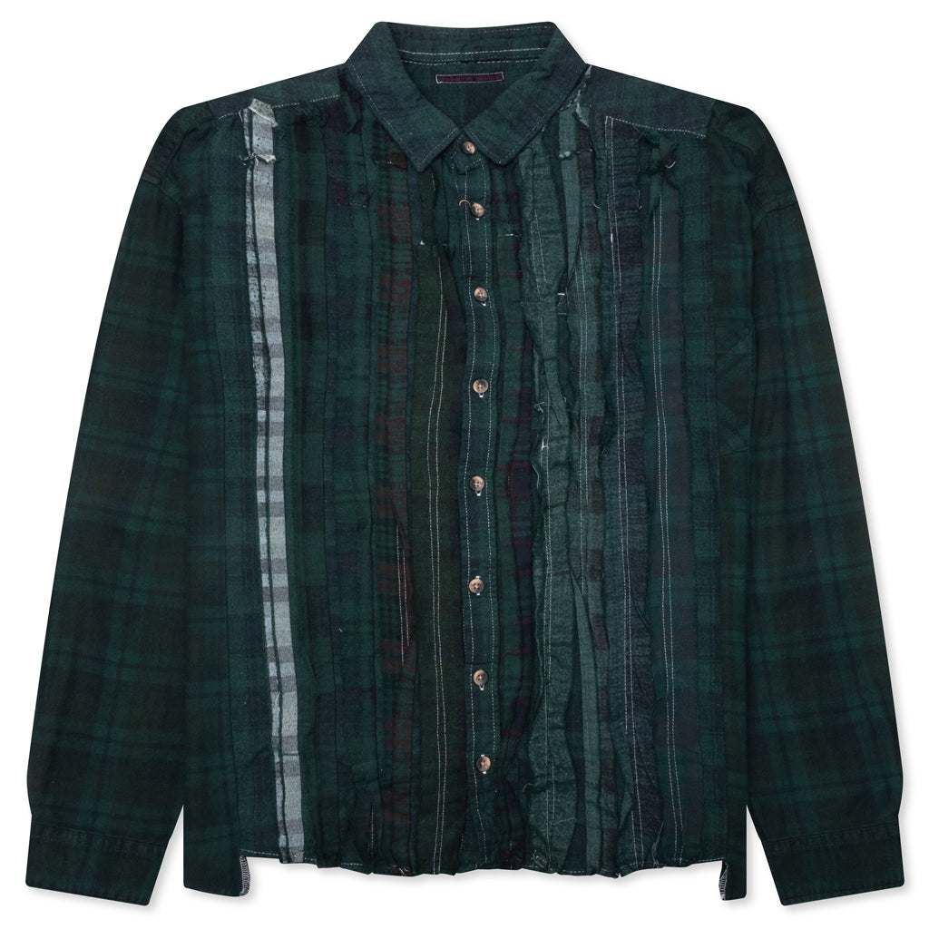 Over Dyed Ribbon Wide Shirt - Green