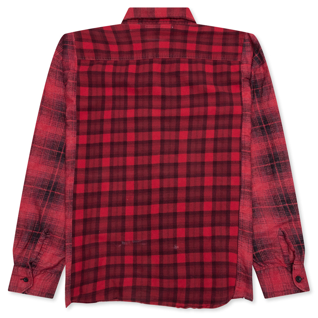 Over Dyed Ribbon Wide Shirt - Red