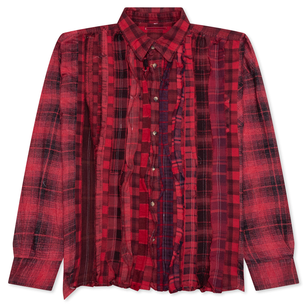 Over Dyed Ribbon Wide Shirt - Red, , large image number null