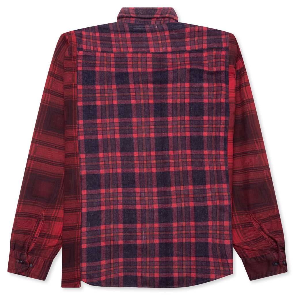 Over Dyed Ribbon Wide Shirt - Red