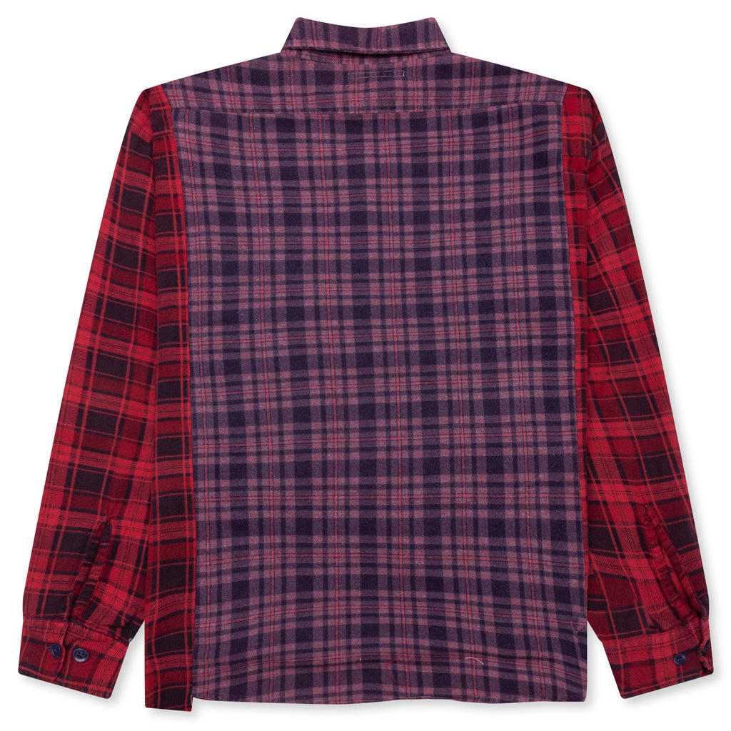 Over Dyed Ribbon Wide Shirt - Red