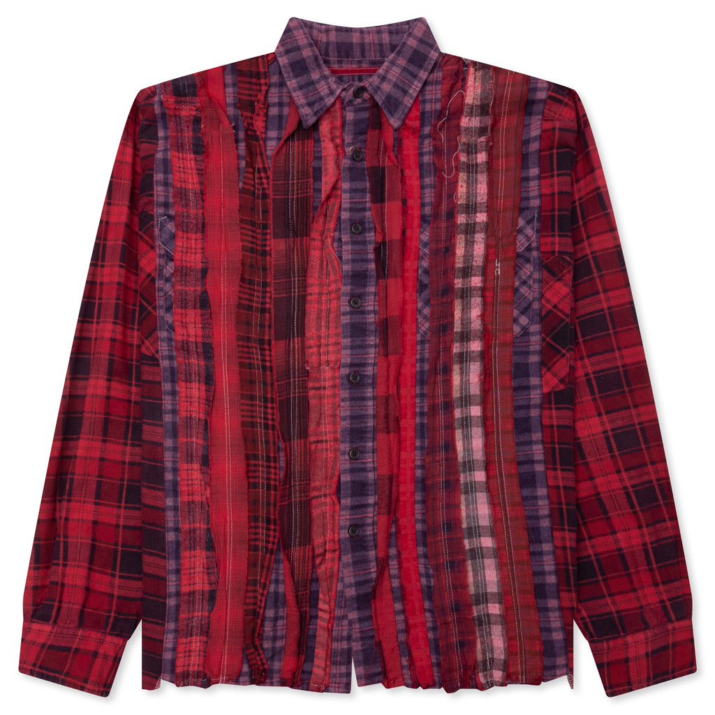 Over Dyed Ribbon Wide Shirt - Red