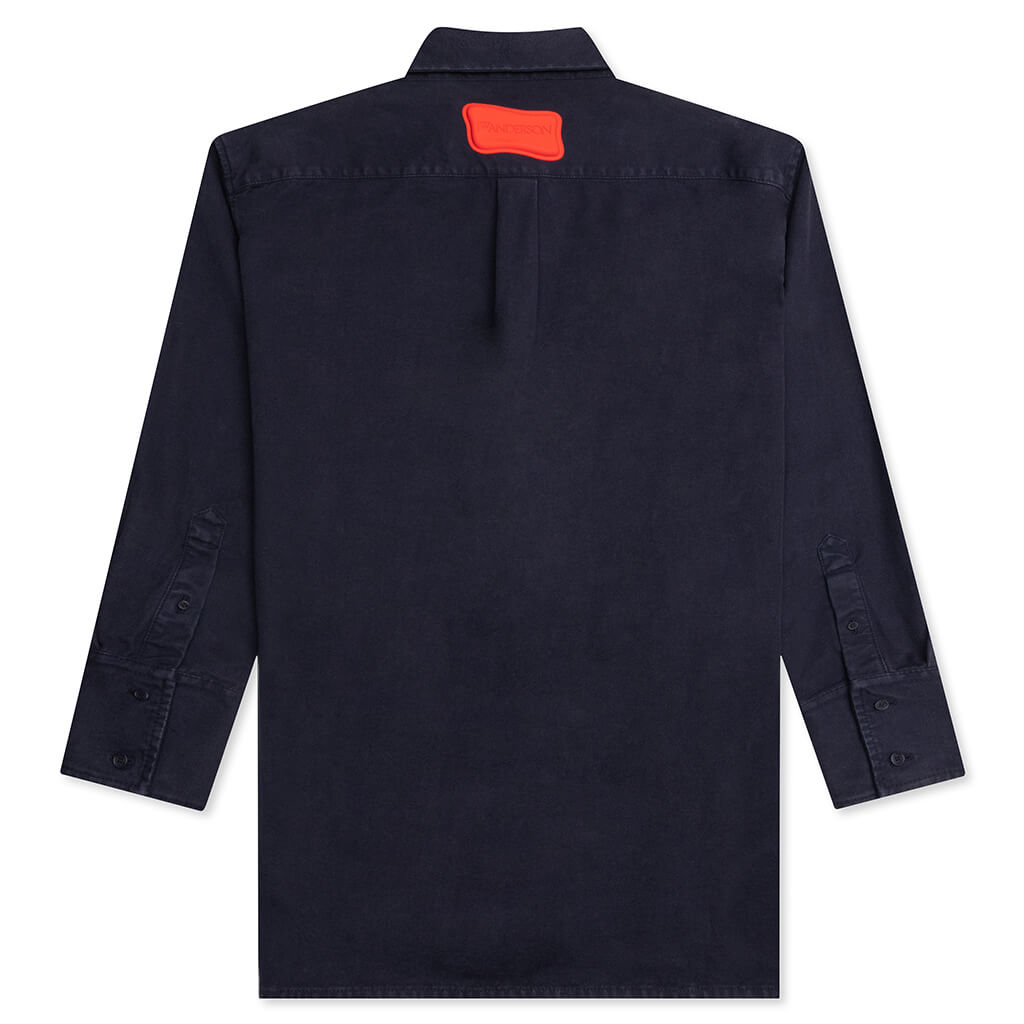 Chest Pocket Oversized Contrast Shirt - Navy, , large image number null