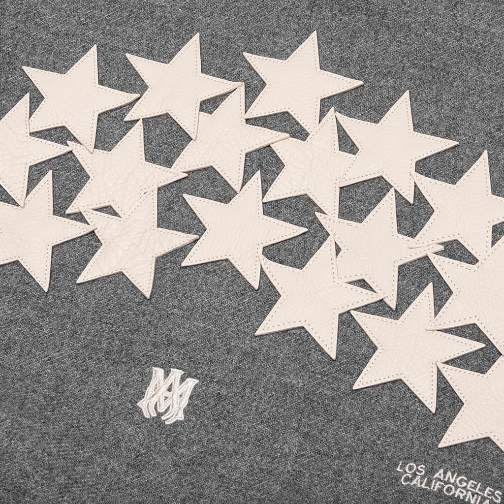 Oversized Stars Varsity Jacket - Grey, , large image number null