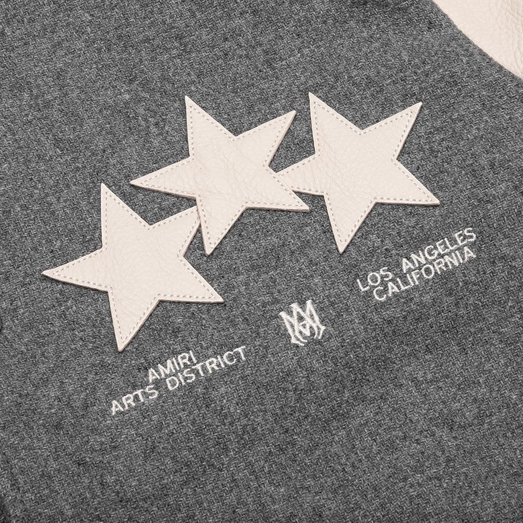 Oversized Stars Varsity Jacket - Grey, , large image number null