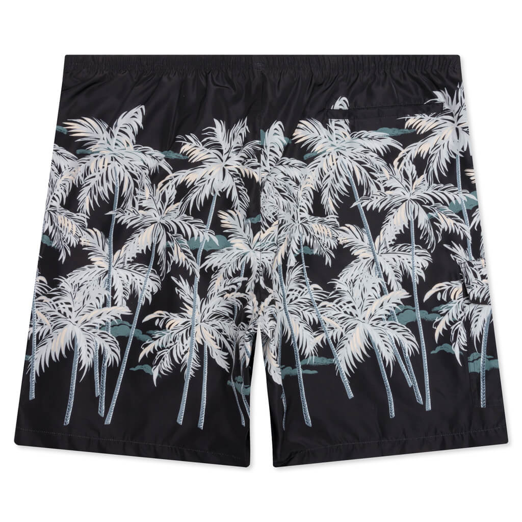 All Over Palms Swim Short - Black/Off White