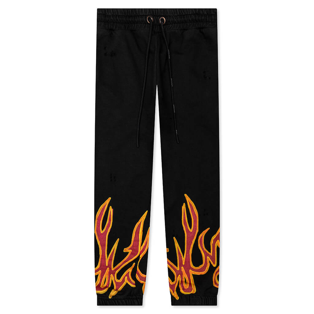 GD Graffiti Flames Sweatpants - Black/Red