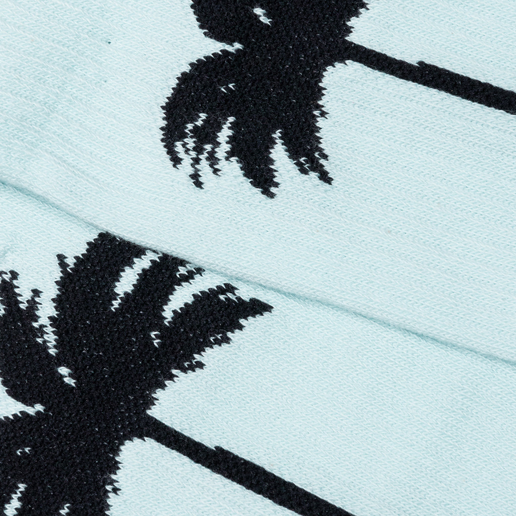 Palm Socks - Baby Blue/Black