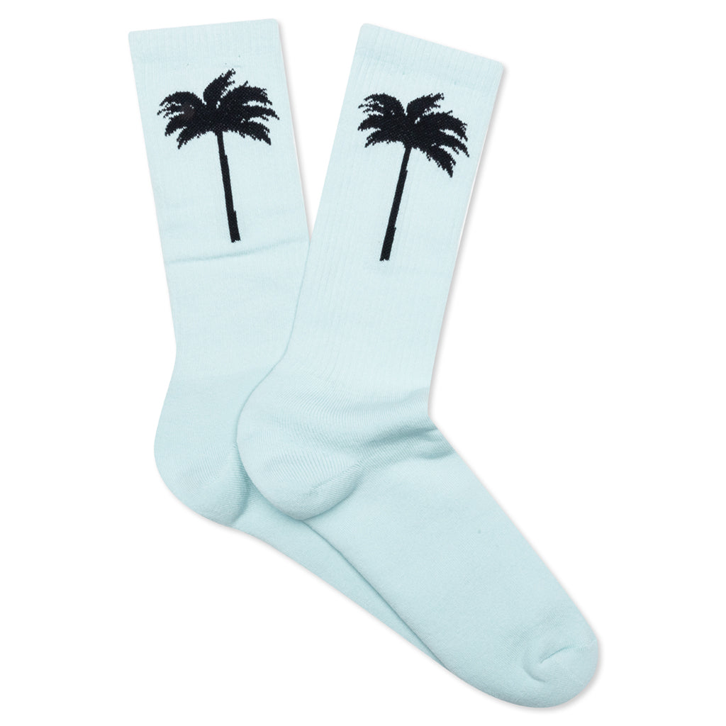 Palm Socks - Baby Blue/Black
