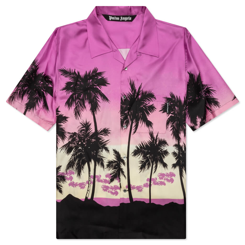 Pink Sunset Bowling Shirt - Purple/Blue