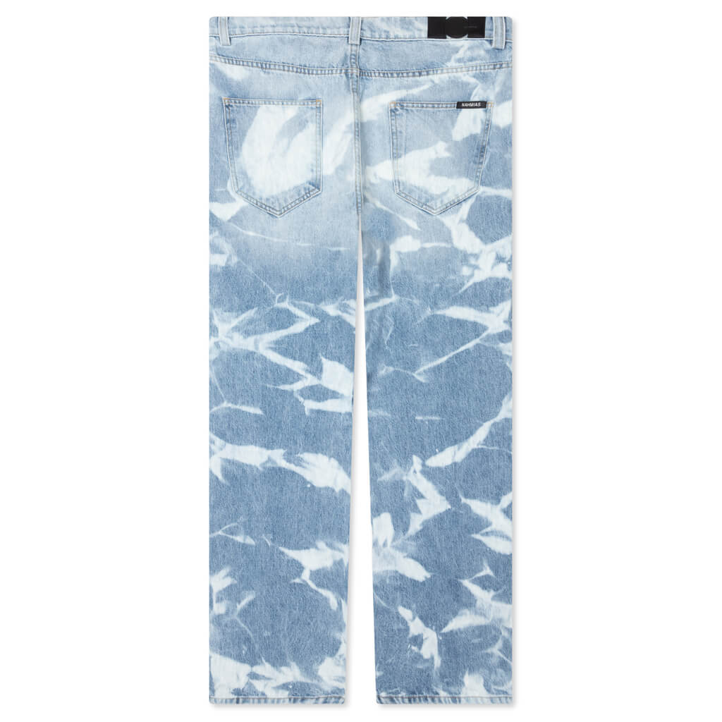 Patterned Bleach Baggy Jeans - Light Wash