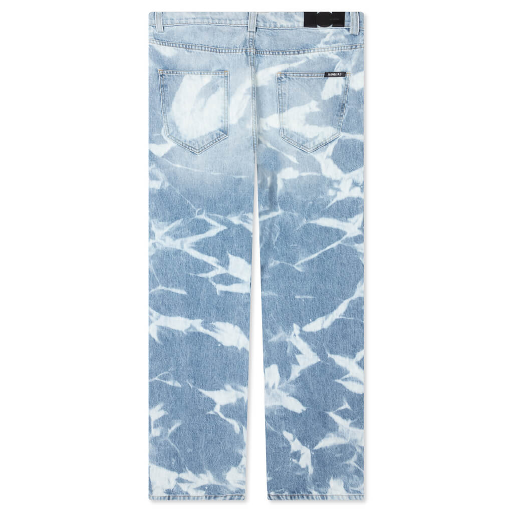 Patterned Bleach Baggy Jeans - Light Wash, , large image number null