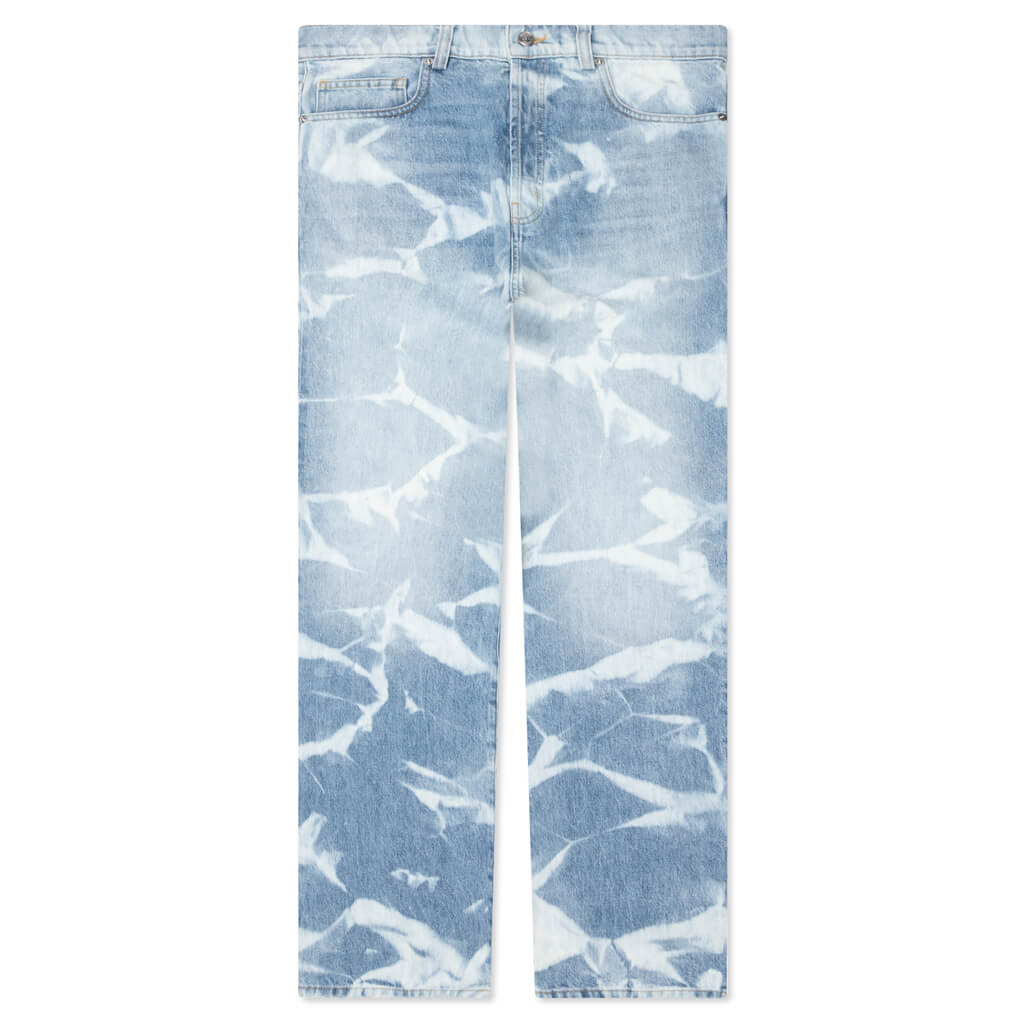 Patterned Bleach Baggy Jeans - Light Wash, , large image number null