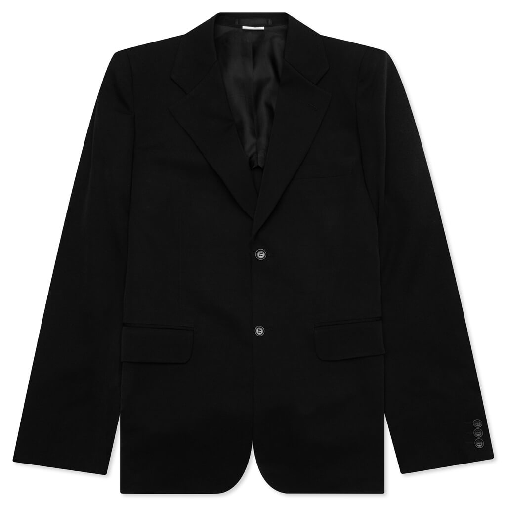 Plus Tailored Wool Blend Blazer - Black