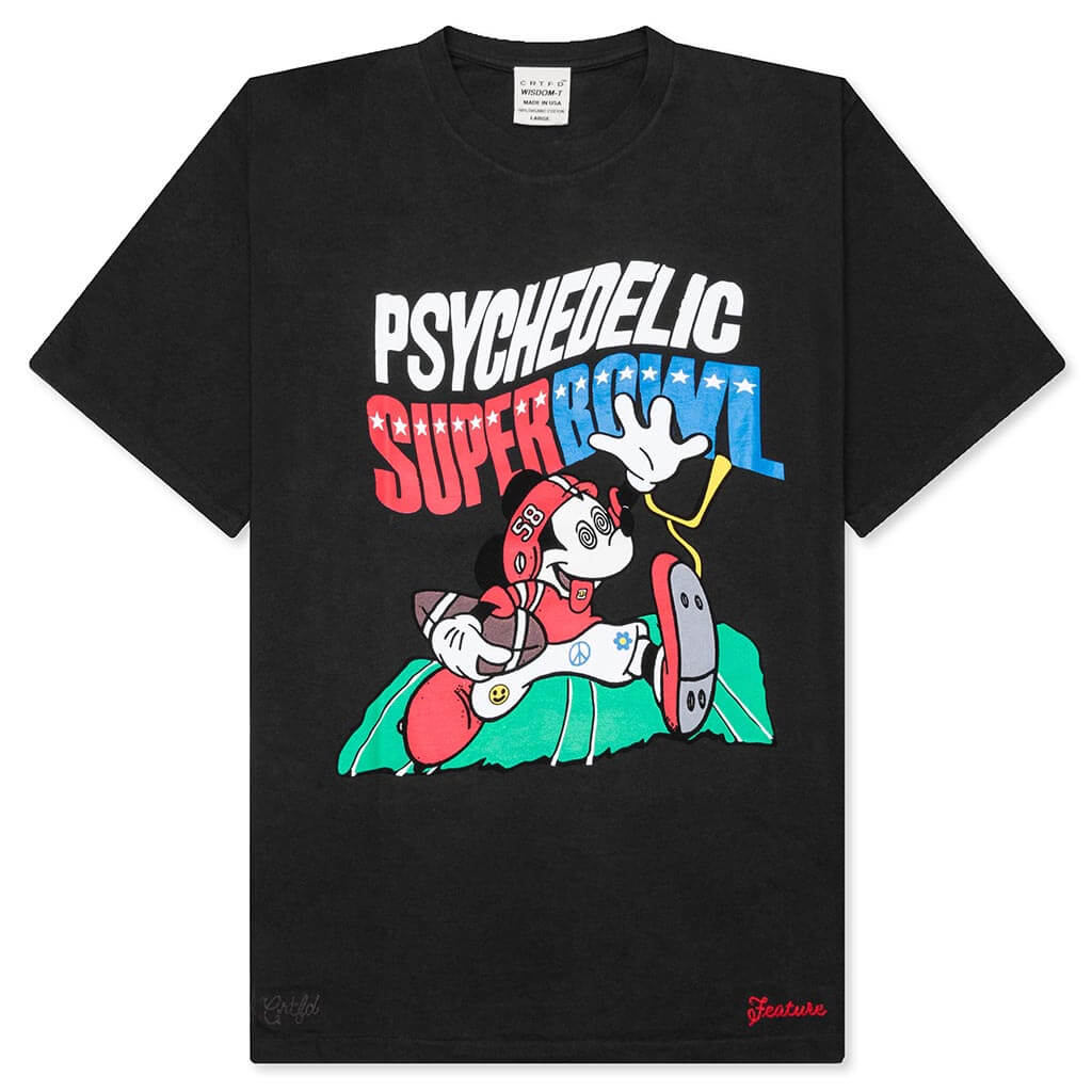 Feature x CRTFD Psychedelic Super Bowl T-Shirt - Black, , large image number null