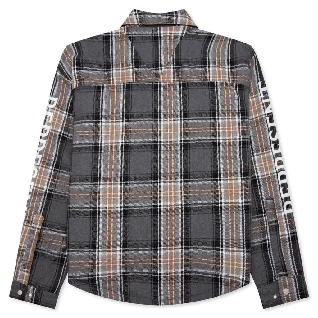 Quilted Flannel Shirt - Grey Check, , large image number null