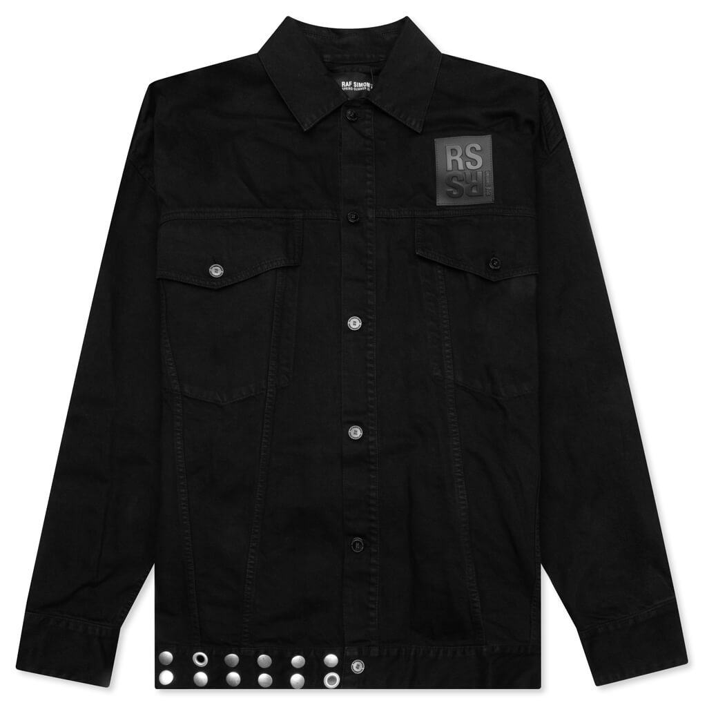 Jacket w/ Leather Fringes and Studs - Black