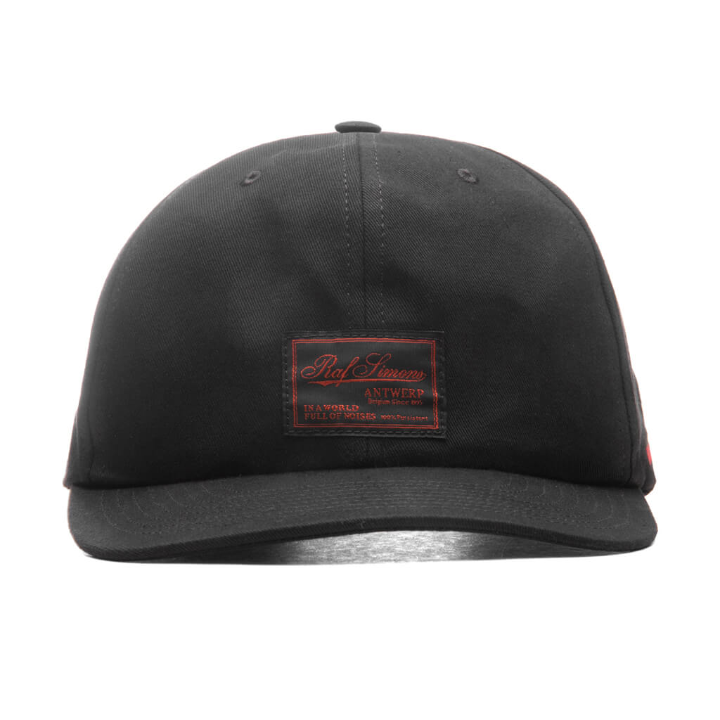 Cap with Embroidered Logo and Label - Black