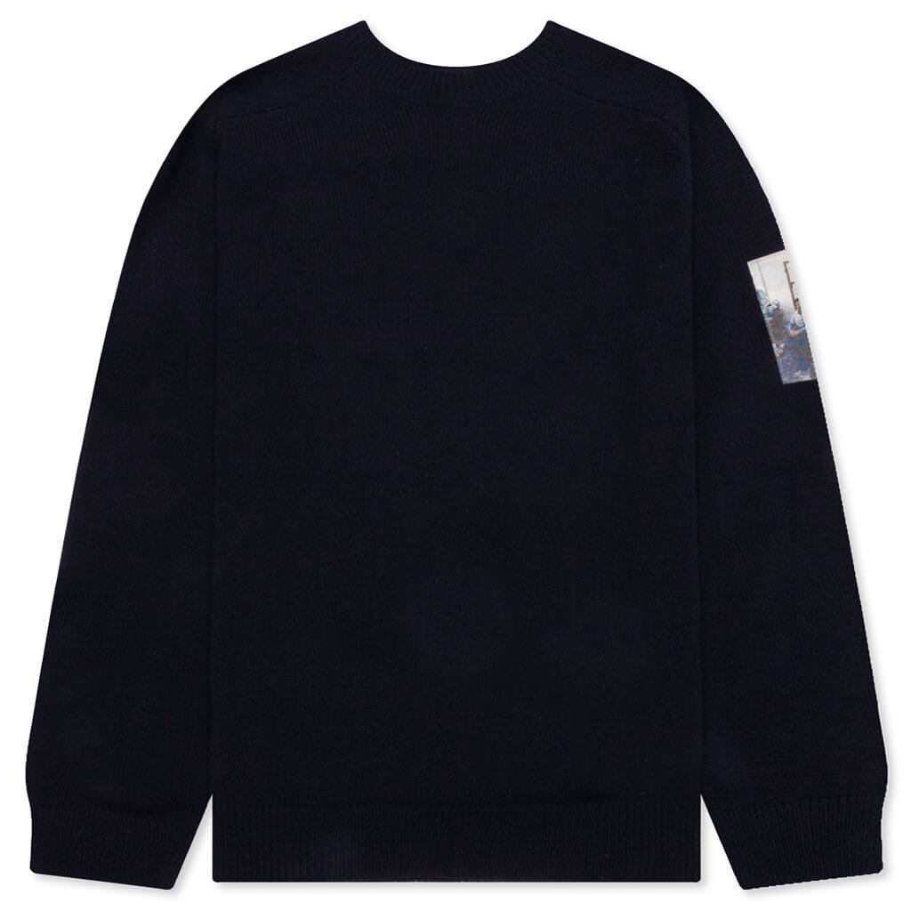 Sweater with Patches - Dark Navy