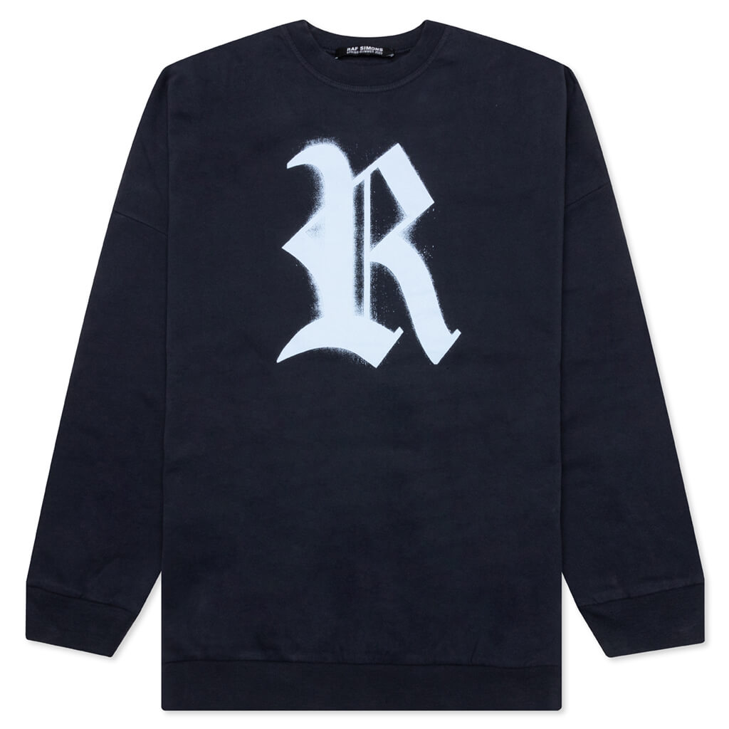 Crewneck Sweater w/ R Print - Dark Navy
