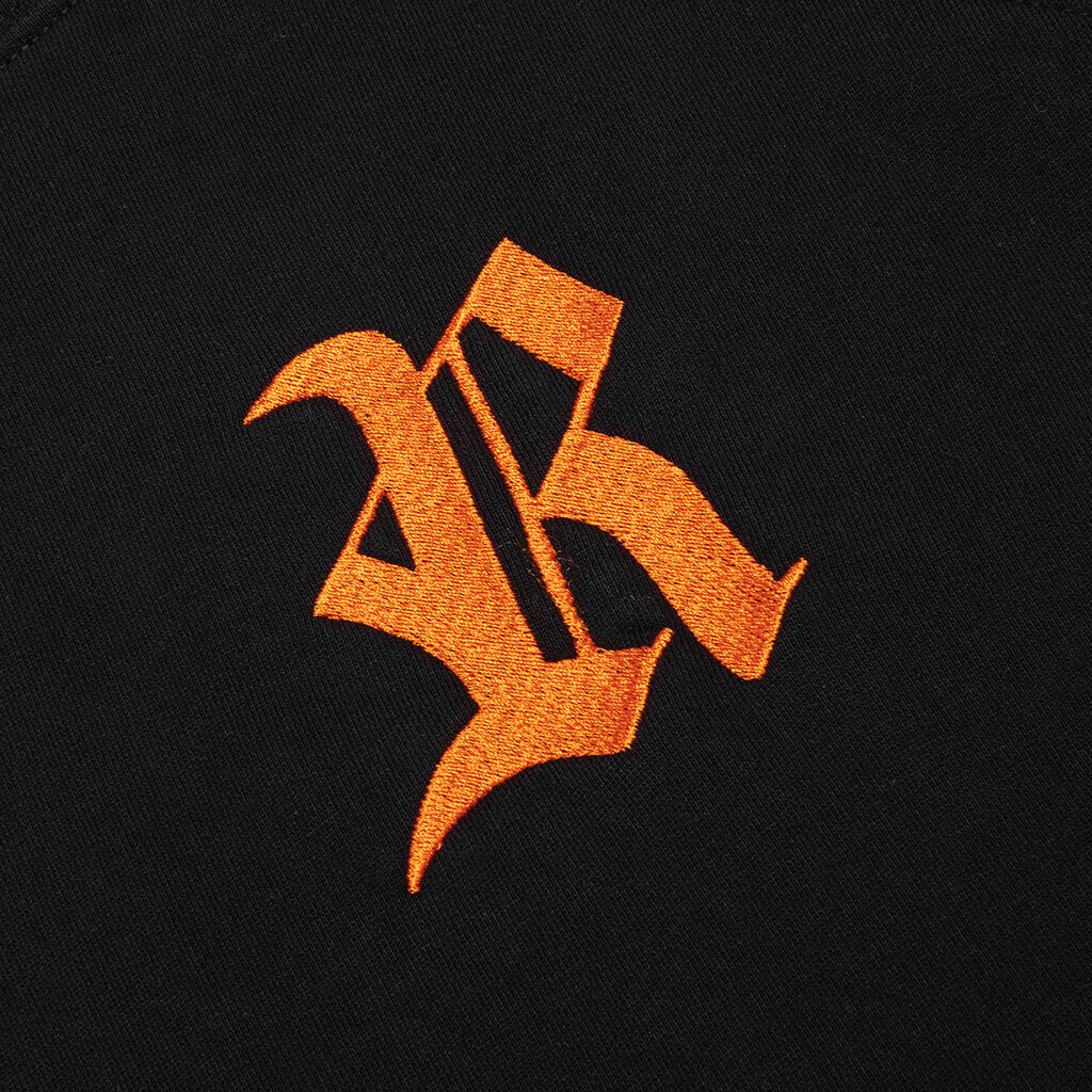 R Embroidery and Patch Hoodie - Black/Orange, , large image number null