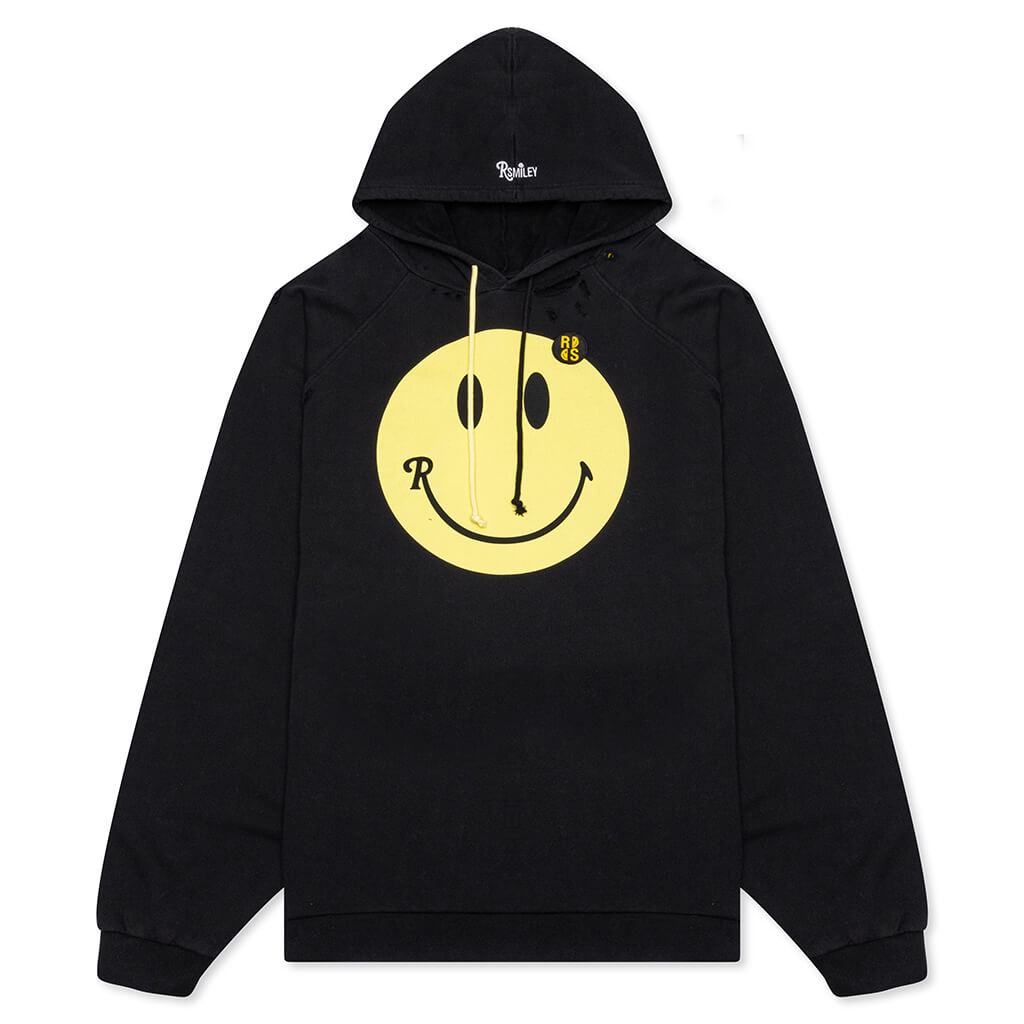 Raf Simons x Smiley Smiley Print 50th Anniversary Hoodie - Black