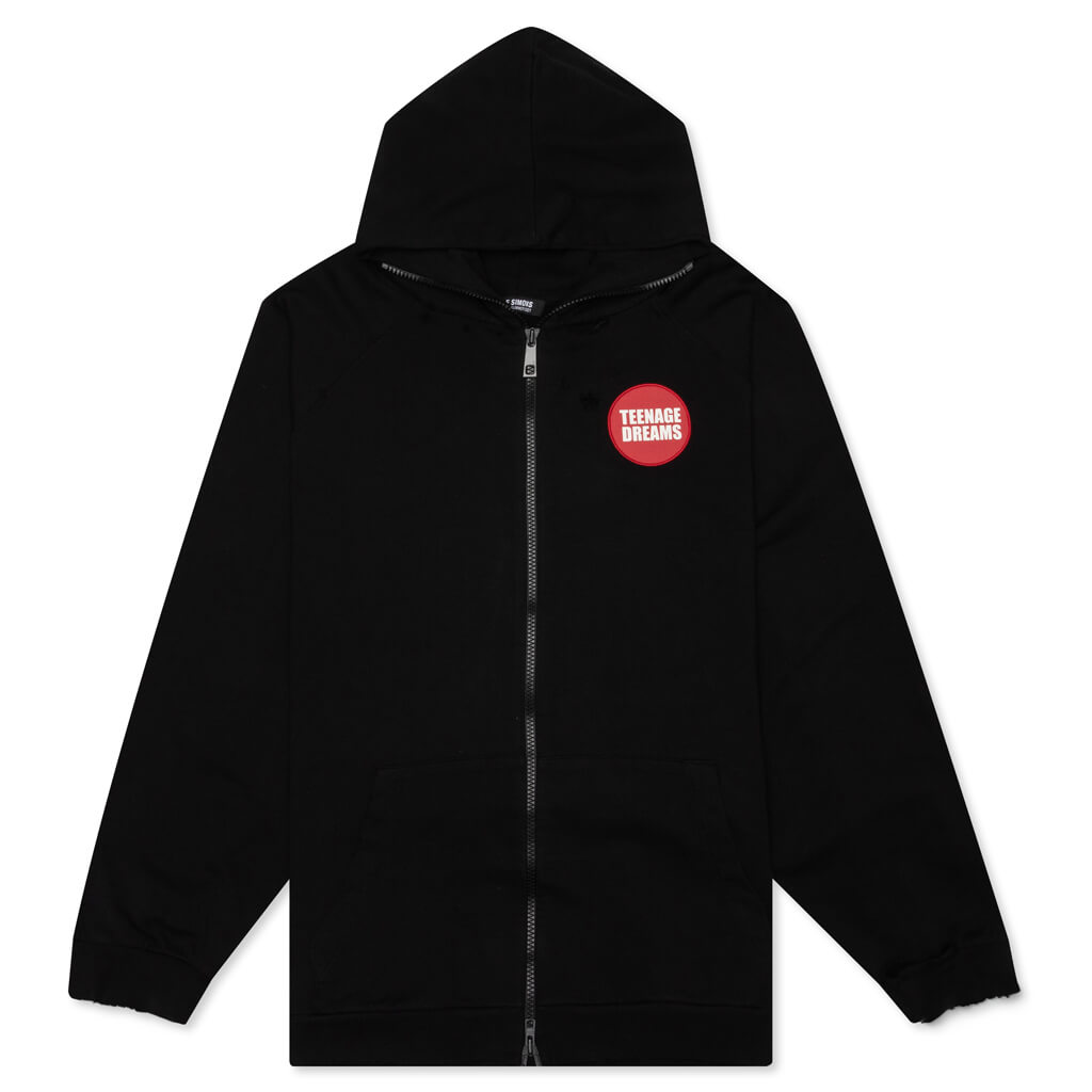 Teenage Dreams Oversized Zipped Hoodie - Black