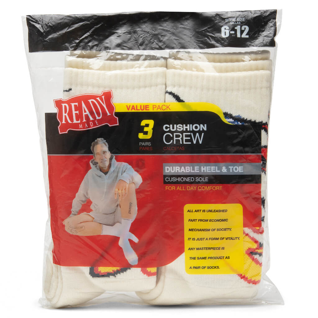 3 Pack Crew Socks - Fire/White, , large image number null