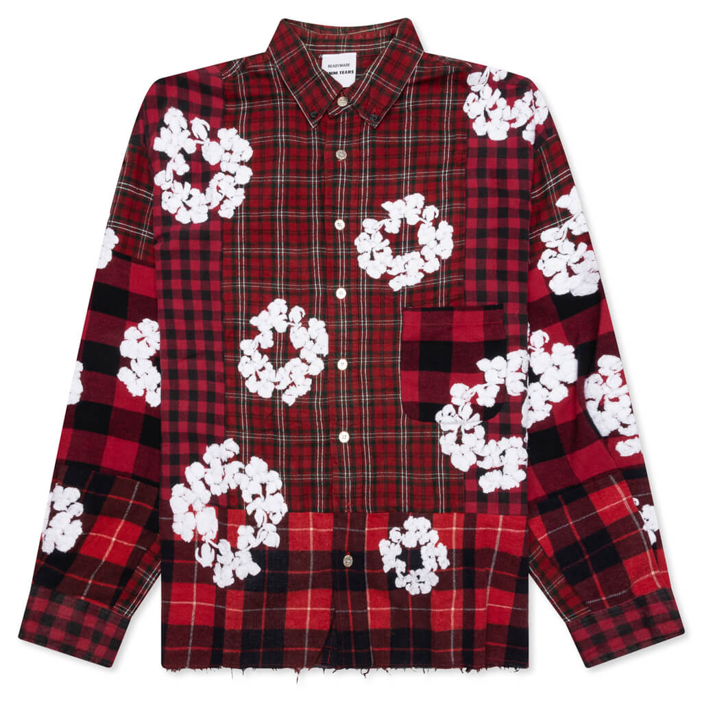 Readymade x Denim Tears Check LS Shirt - Red, , large image number null