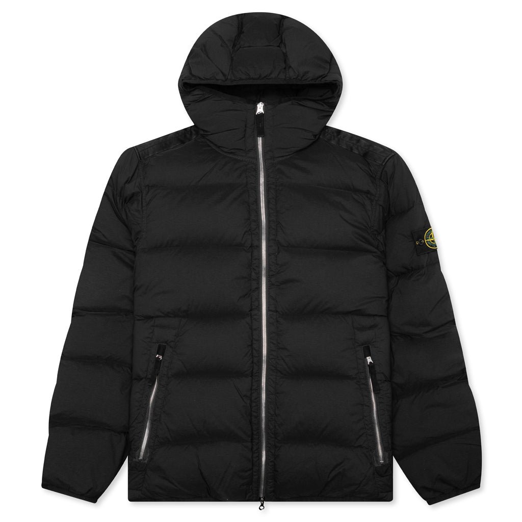 Real Feather Hooded Jacket - Black