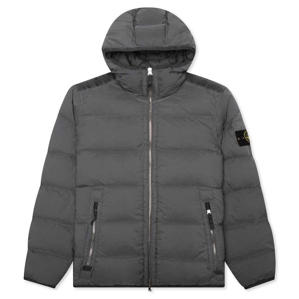 Real Feather Hooded Jacket - Lead Grey