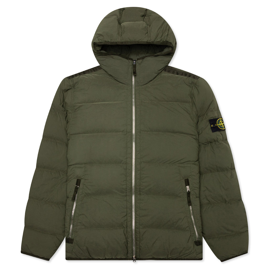 Real Feather Hooded Jacket - Olive
