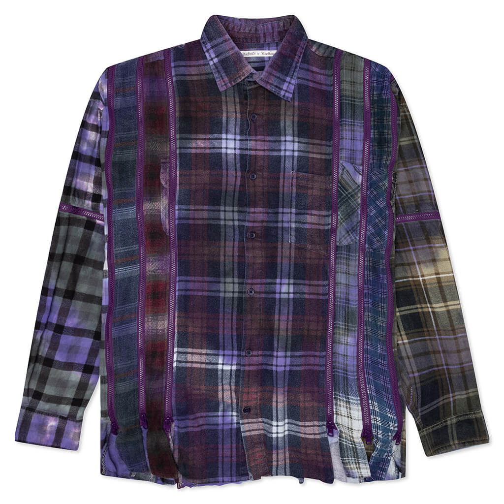 Rebuild 7 Cut Flannel Zipped Shirt  - Multi/ Tie Dye