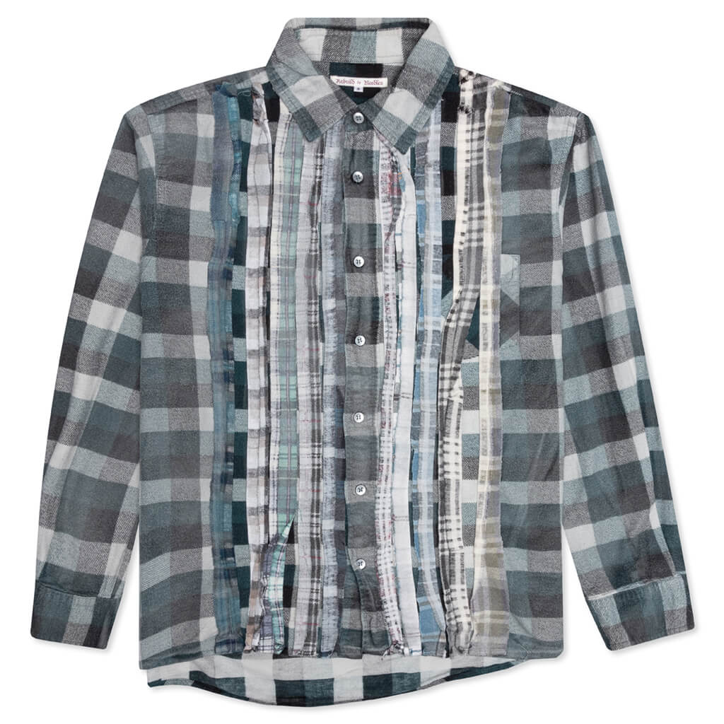 Rebuild Flannel Ribbon Shirt Reflection - Aqua/Grey, , large image number null