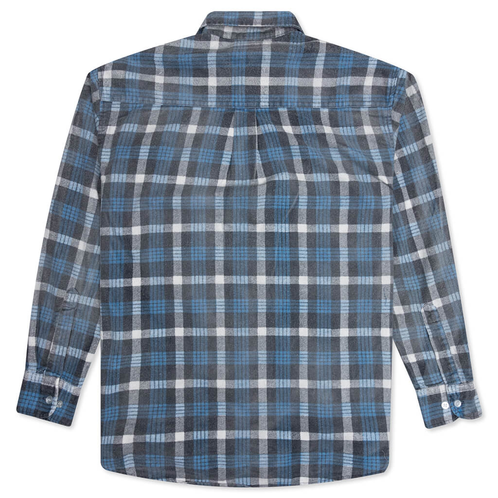 Rebuild Flannel Ribbon Shirt / Reflection - Blue/Grey, , large image number null