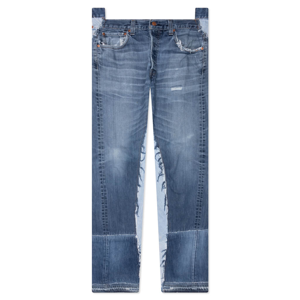 Reconstructed Denim Raw Pant - Blue